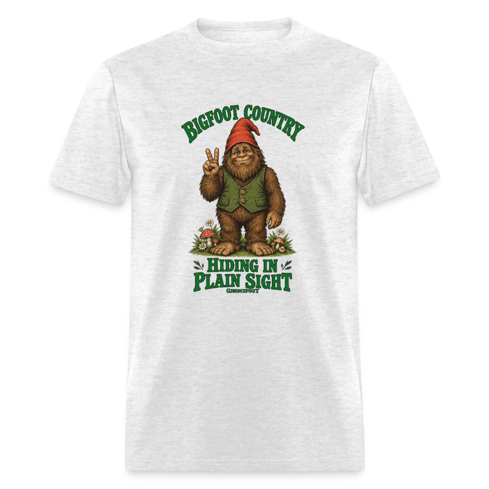 Bigfoot Country Hiding in Plain Sight Gnomefoot Men's T-Shirt - light heather gray