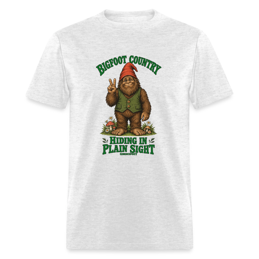 Bigfoot Country Hiding in Plain Sight Gnomefoot Men's T-Shirt - light heather gray