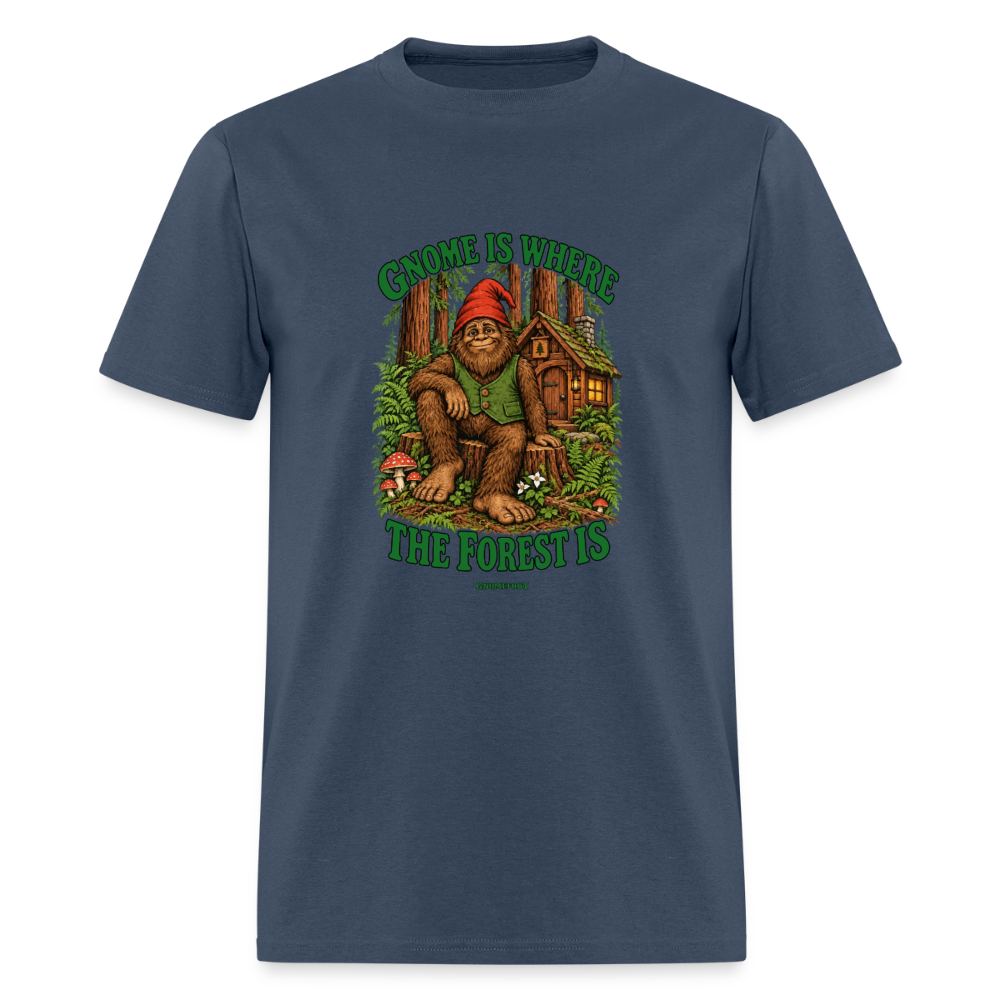 Gnome Is Where The Forest Is Gnomefoot Men's T-Shirt -  blue dusk