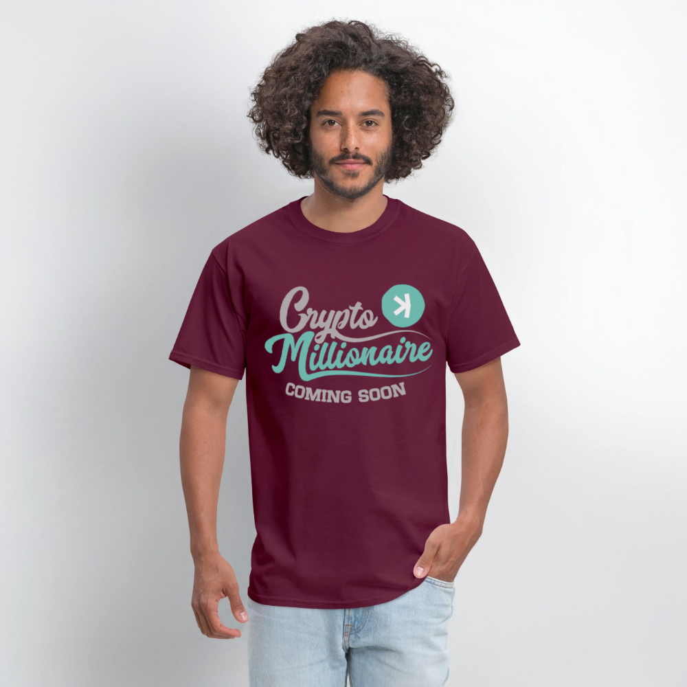 Crypto Millionaire Coming Soon Kaspa Logo - burgundy