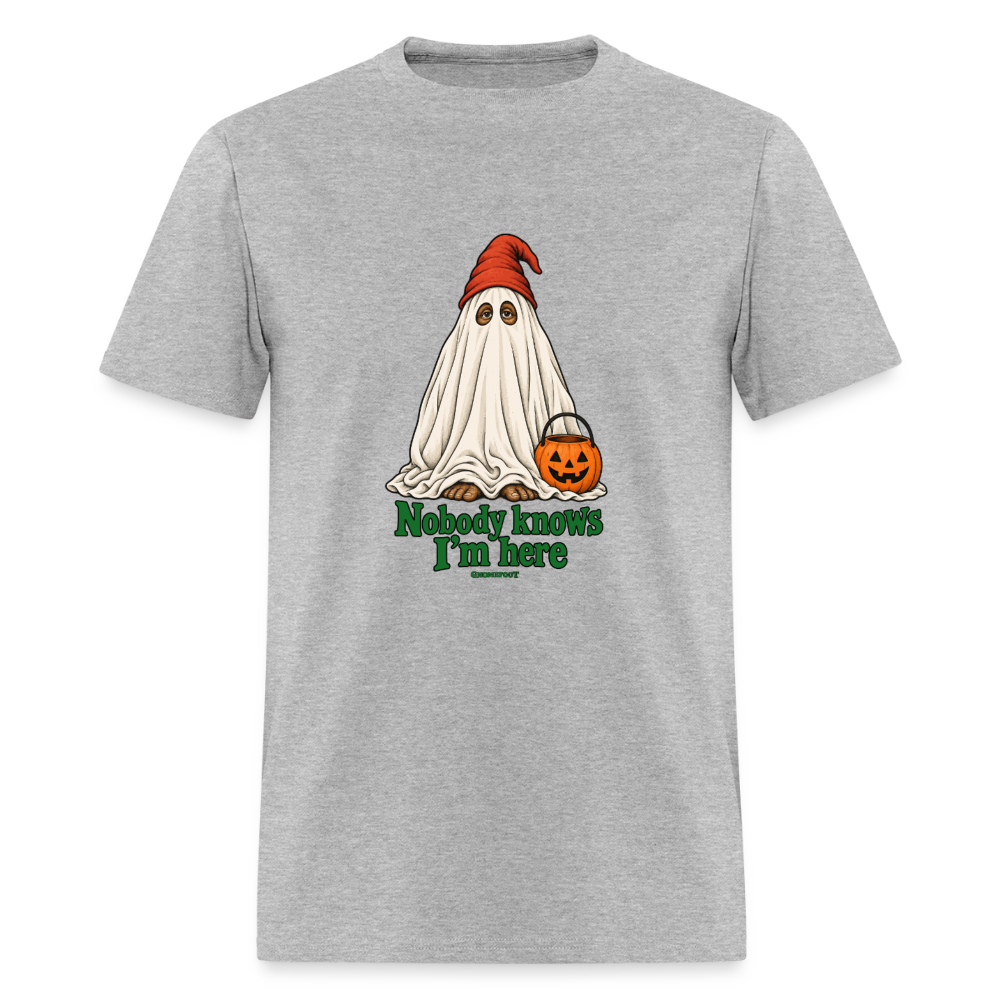 Nobody Knows I’m Here Ghost Gnomefoot Men's T-Shirt - heather gray