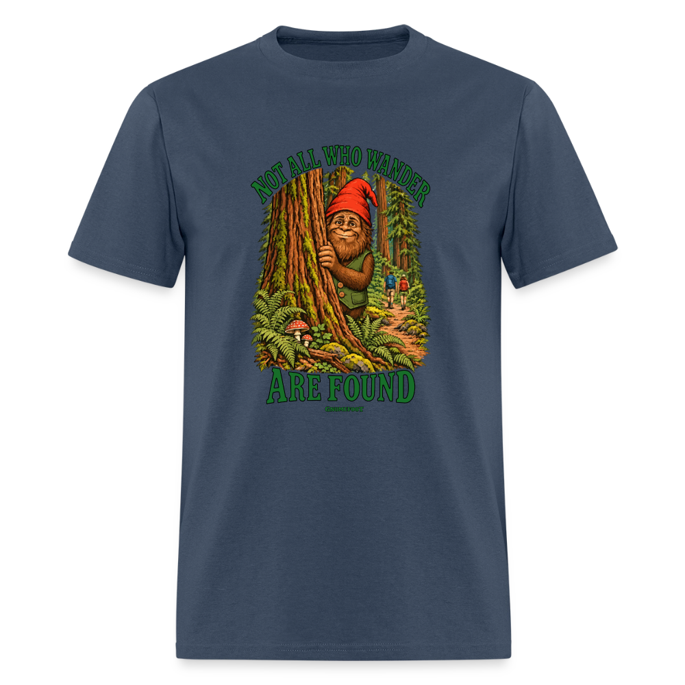 Not All Who Wander Are Found Gnomefoot Men's T-Shirt -  blue dusk