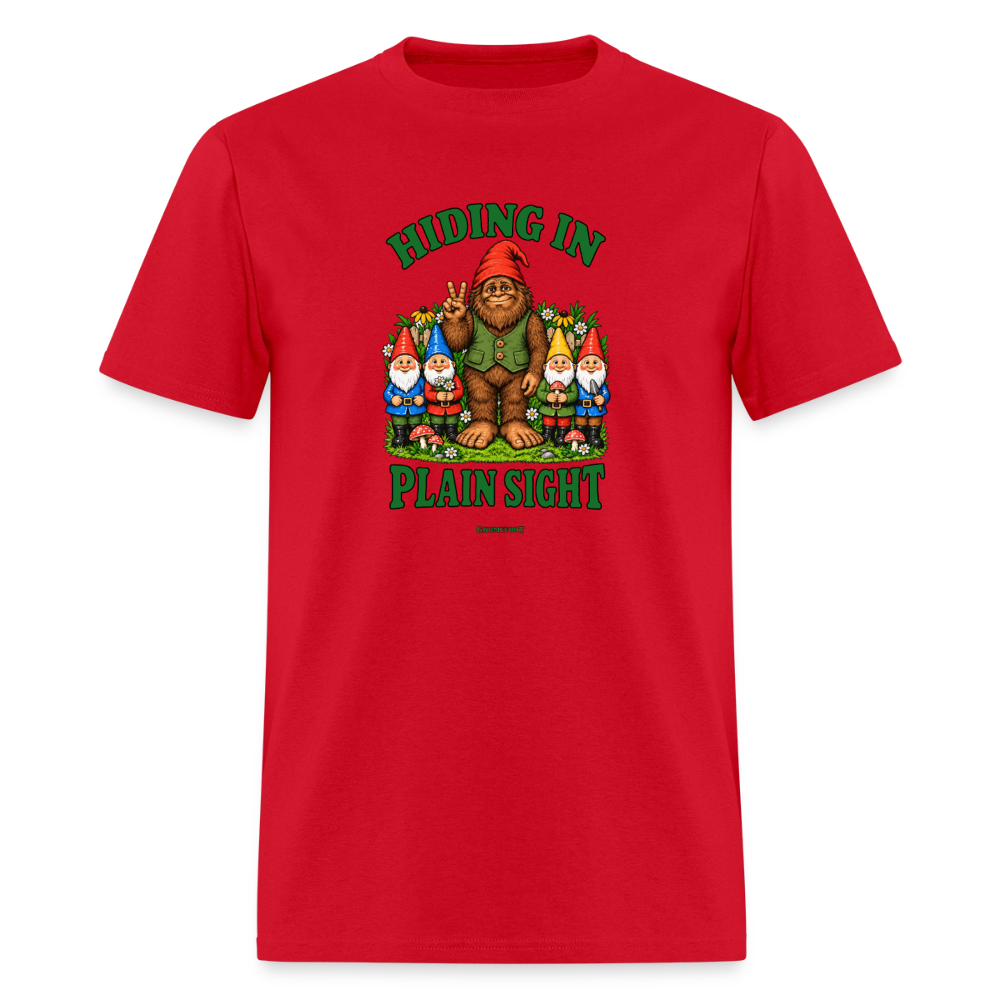 Hiding In Plain Sight Gnomefoot Men's T-Shirt - red