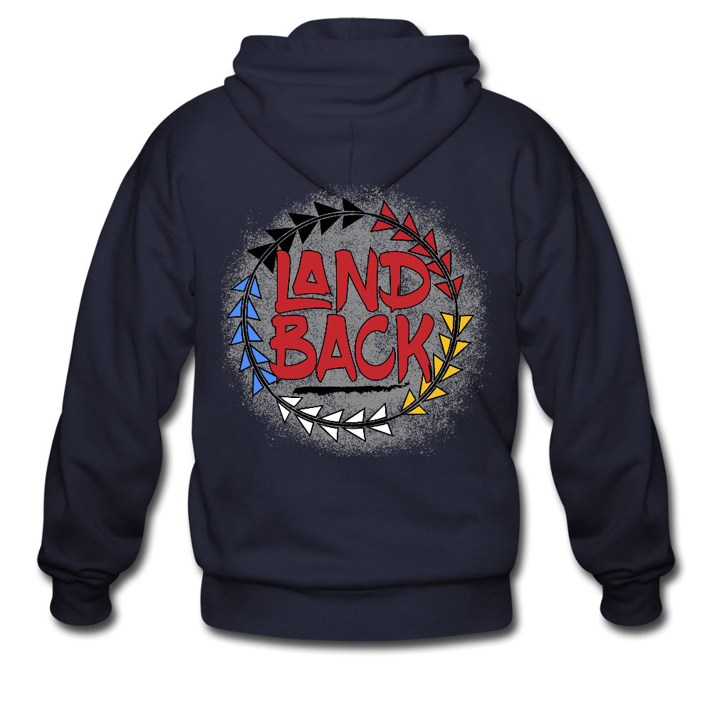 Land Back Zip Hoodie - navy