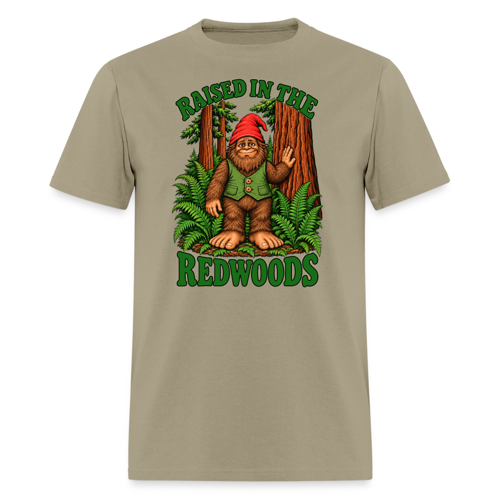 Gnomefoot Raised in the Redwoods Men's T-Shirt - khaki