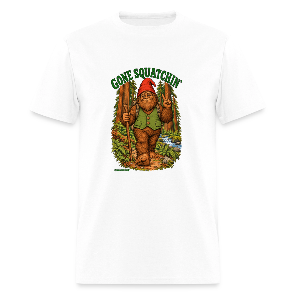 Gone Squatchin Gnomefoot Men's T-Shirt - white