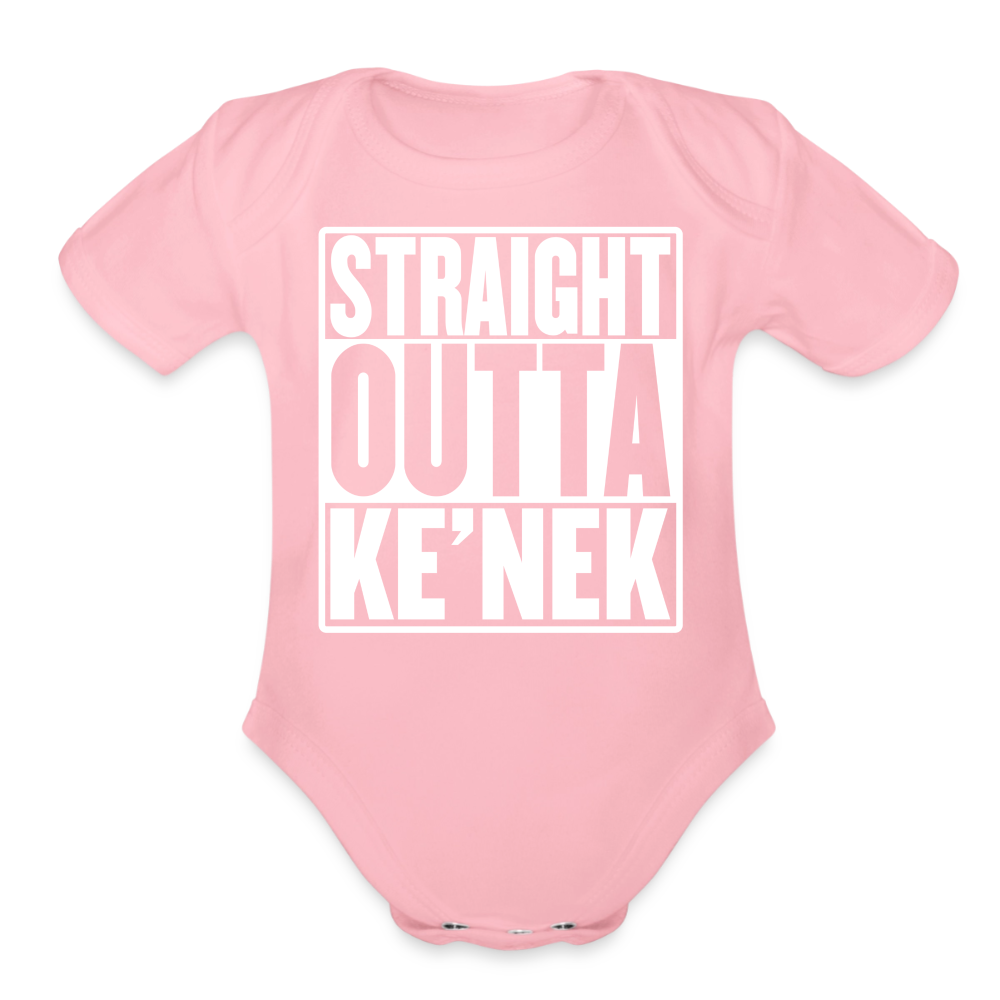 Straight Outta Ke’nek Organic Short Sleeve Baby Bodysuit - light pink