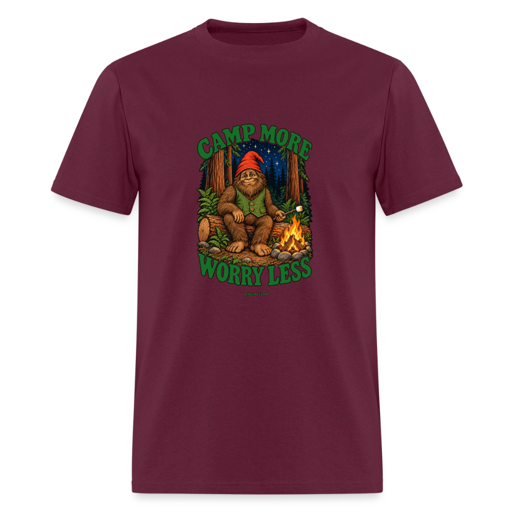 Camp More Worry Less Gnomefoot Men's T-Shirt - burgundy
