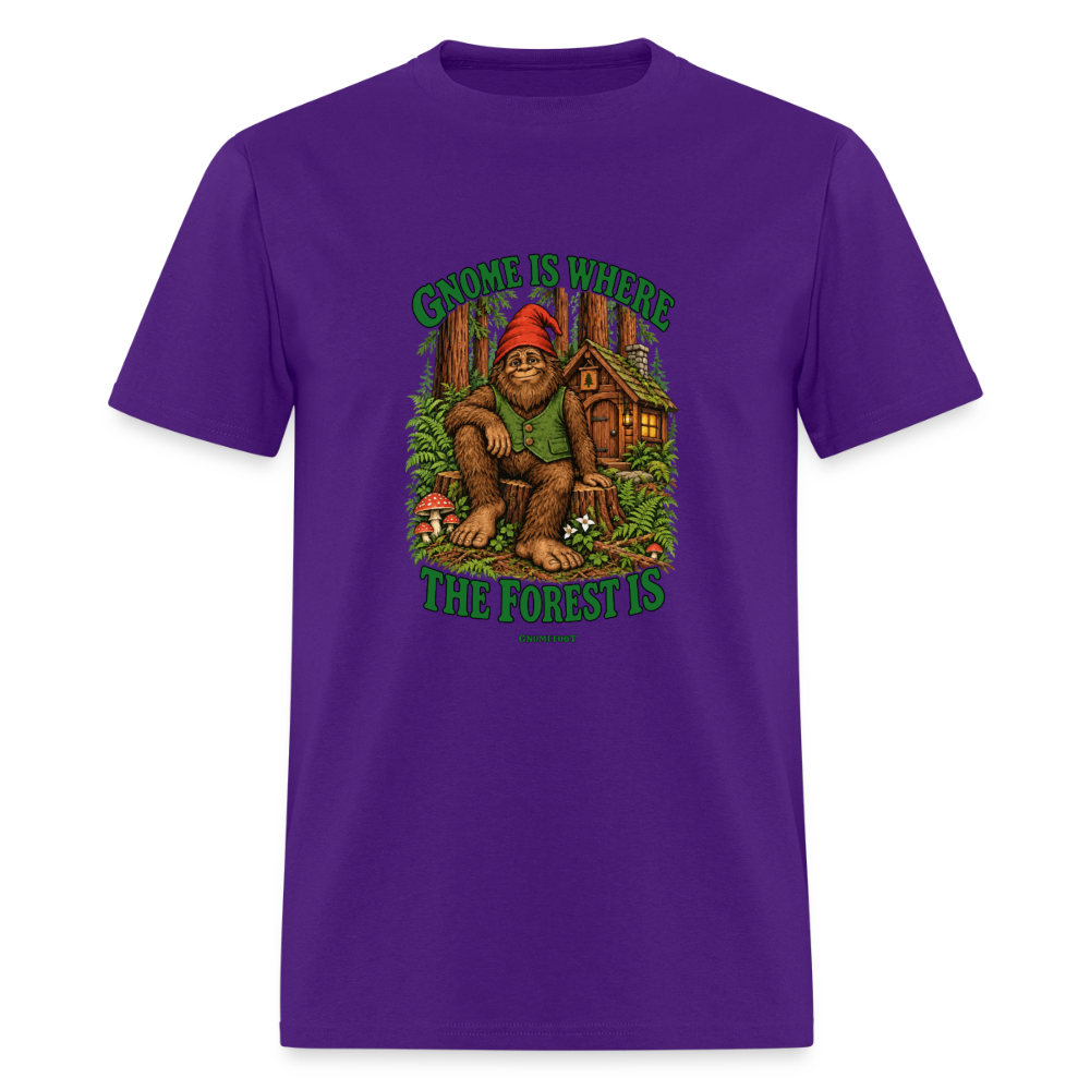 Gnome Is Where The Forest Is Gnomefoot Men's T-Shirt - purple