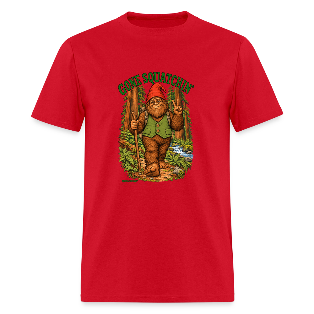 Gone Squatchin Gnomefoot Men's T-Shirt - red