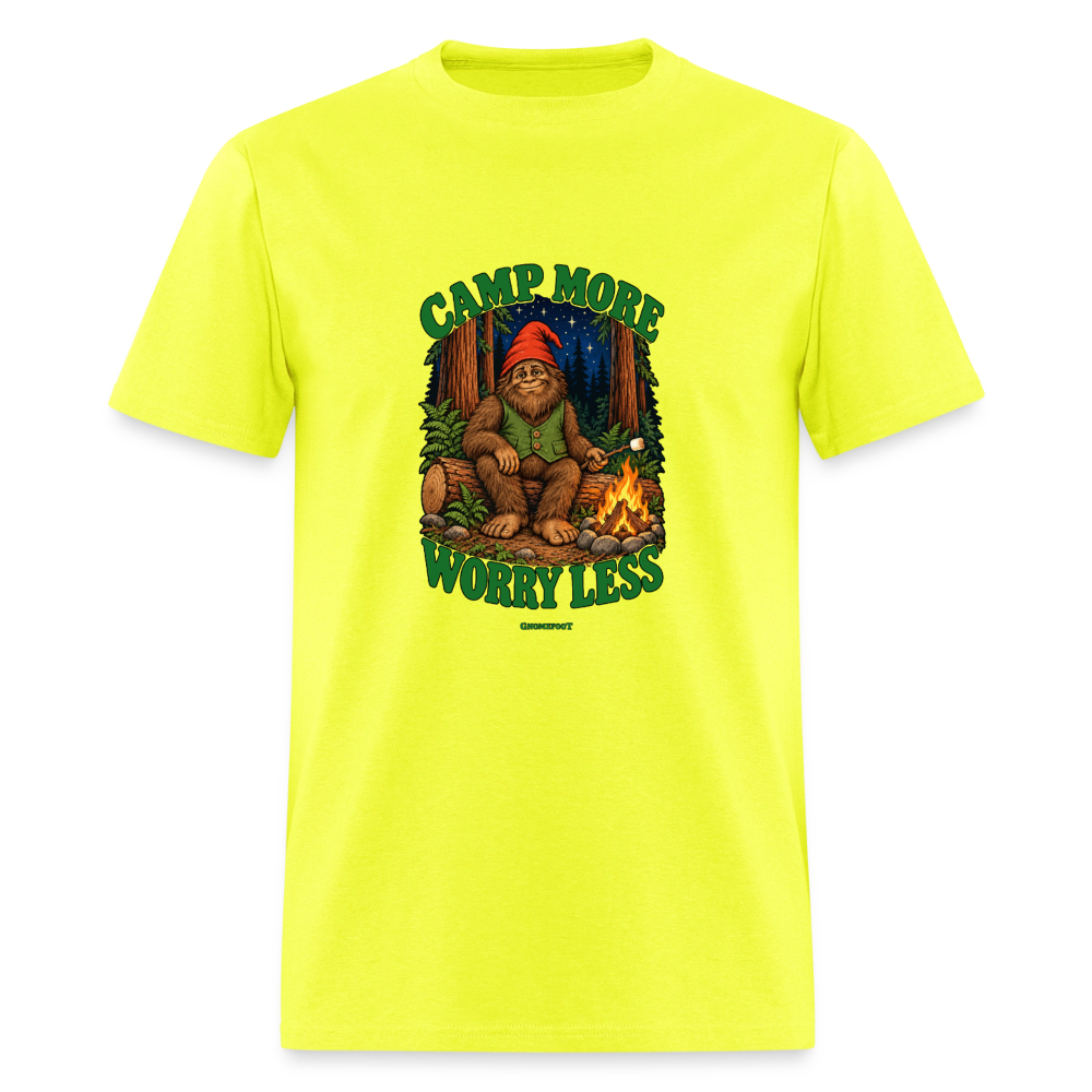 Camp More Worry Less Gnomefoot Men's T-Shirt - safety green