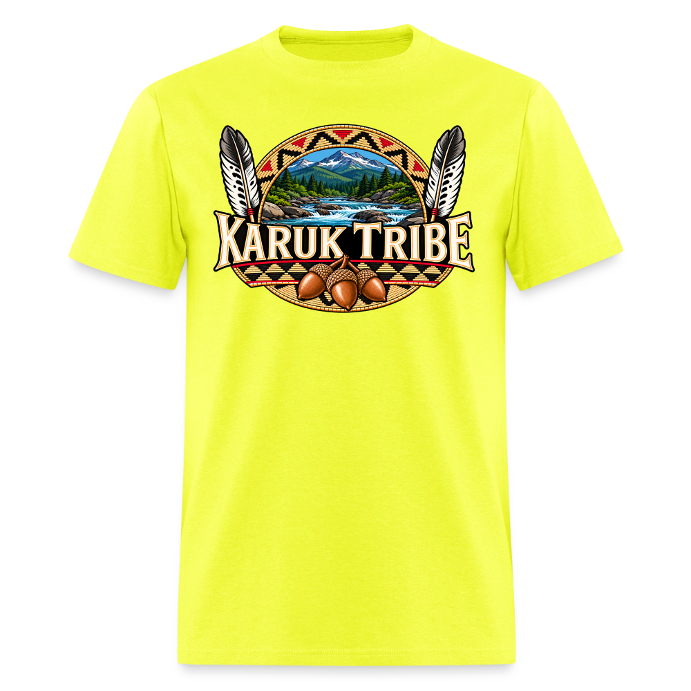 Karuk Tribe Acorn Design Men's T-Shirt - safety green