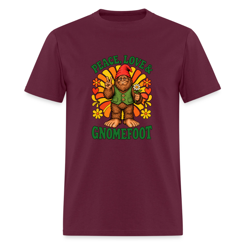 Peace Love and Gnomefoot Men's T-Shirt - burgundy