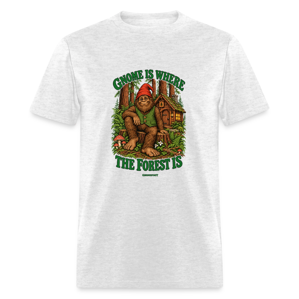 Gnome Is Where The Forest Is Gnomefoot Men's T-Shirt - light heather gray