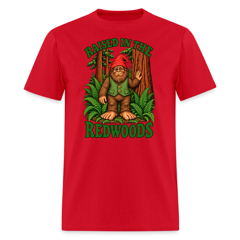 Gnomefoot Raised in the Redwoods Men's T-Shirt - red