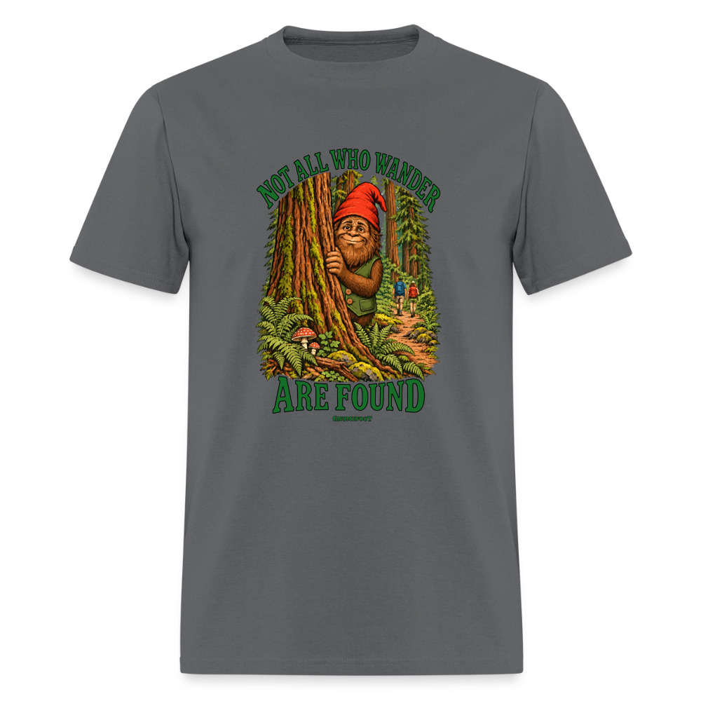 Not All Who Wander Are Found Gnomefoot Men's T-Shirt - charcoal