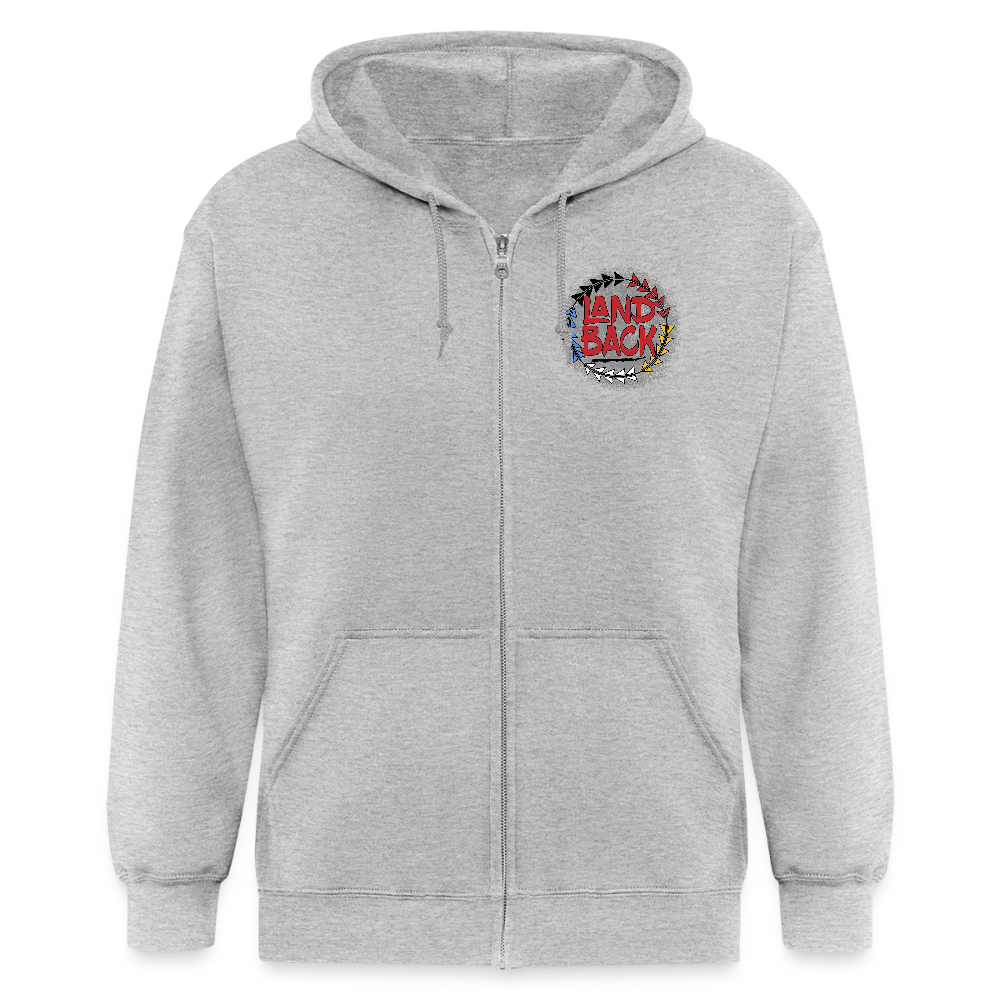 Land Back Zip Hoodie - heather gray