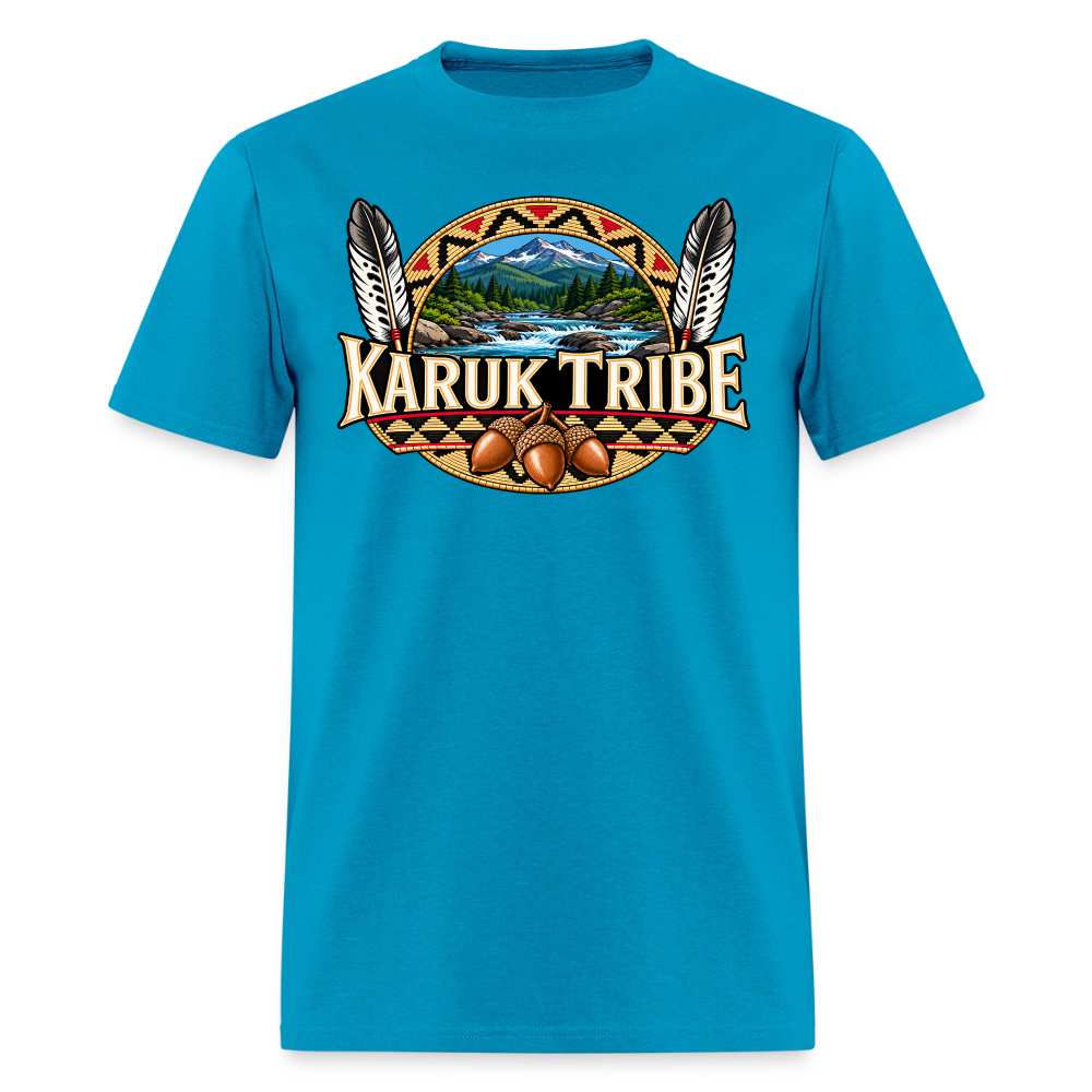 Karuk Tribe Acorn Design Men's T-Shirt - turquoise