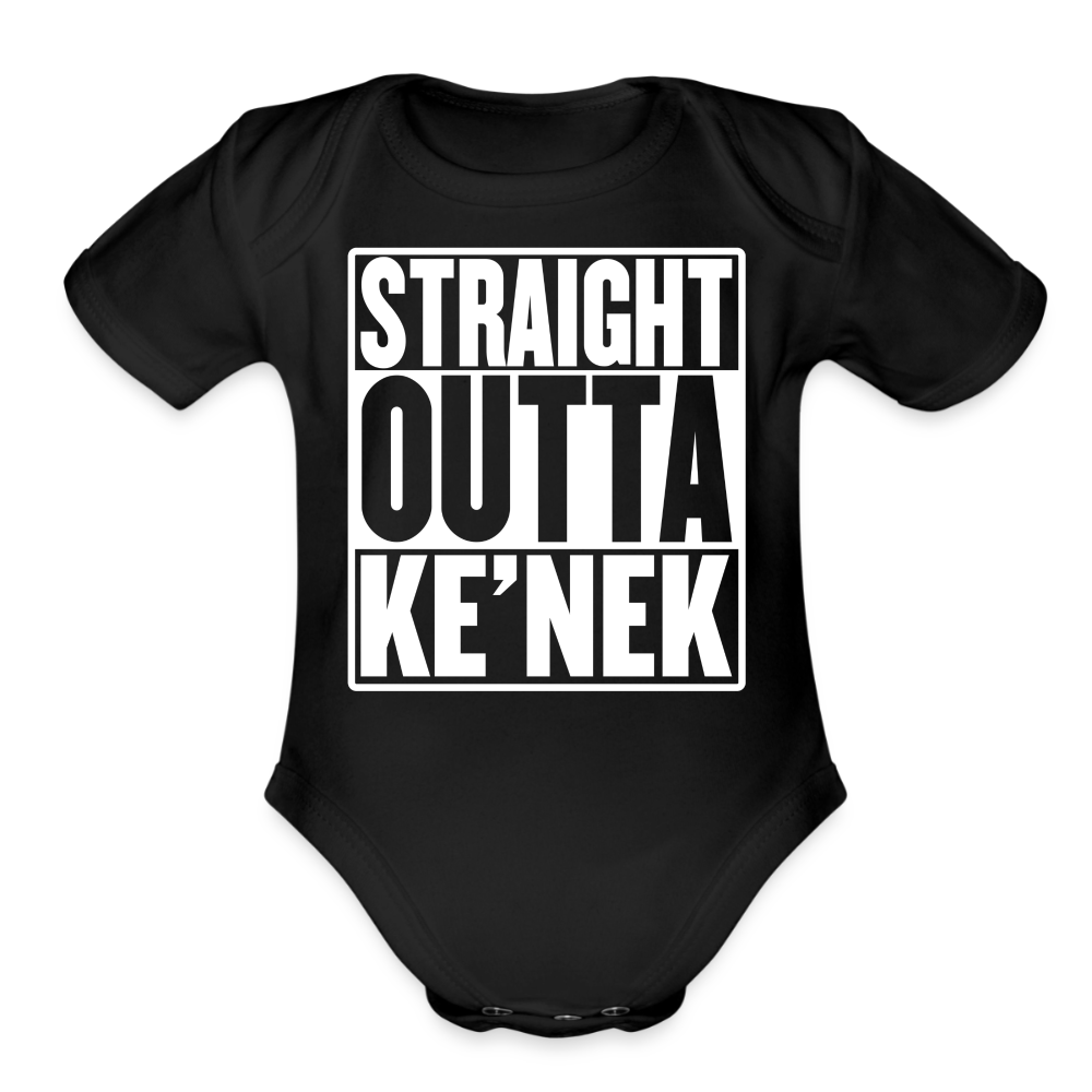 Straight Outta Ke’nek Organic Short Sleeve Baby Bodysuit - black