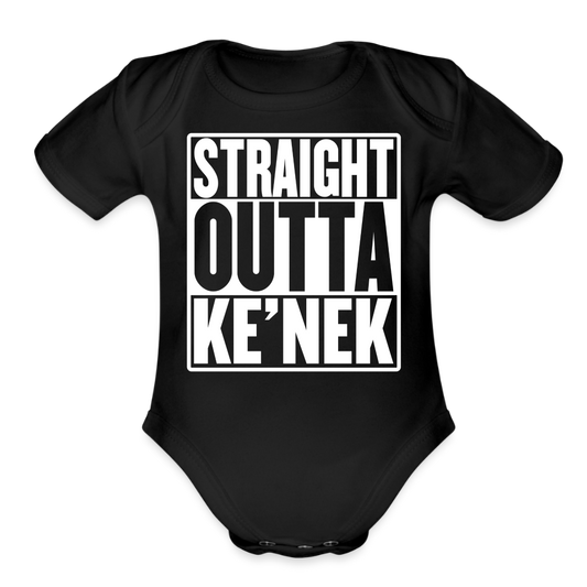 Straight Outta Ke’nek Organic Short Sleeve Baby Bodysuit - black