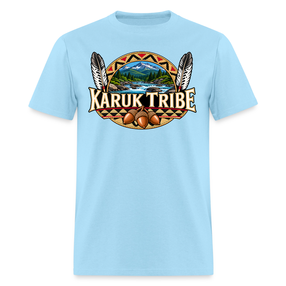 Karuk Tribe Acorn Design Men's T-Shirt - powder blue