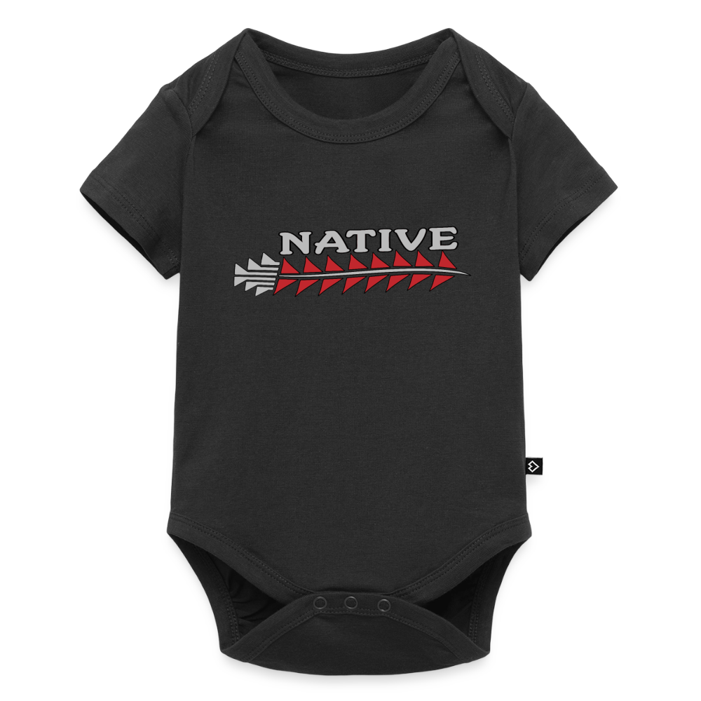 Native Sturgeon Horizontal Organic Short Sleeve Baby Bodysuit - black