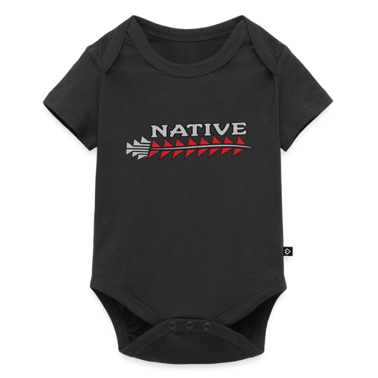 Native Sturgeon Horizontal Organic Short Sleeve Baby Bodysuit - black
