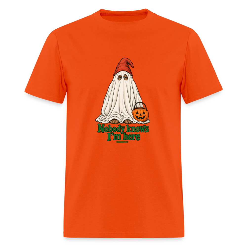 Nobody Knows I’m Here Ghost Gnomefoot Men's T-Shirt - orange