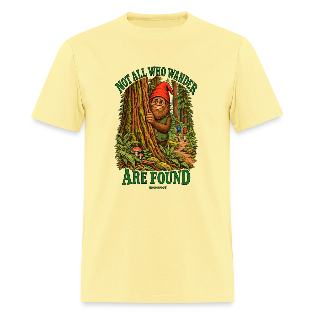 Not All Who Wander Are Found Gnomefoot Men's T-Shirt - cornsilk