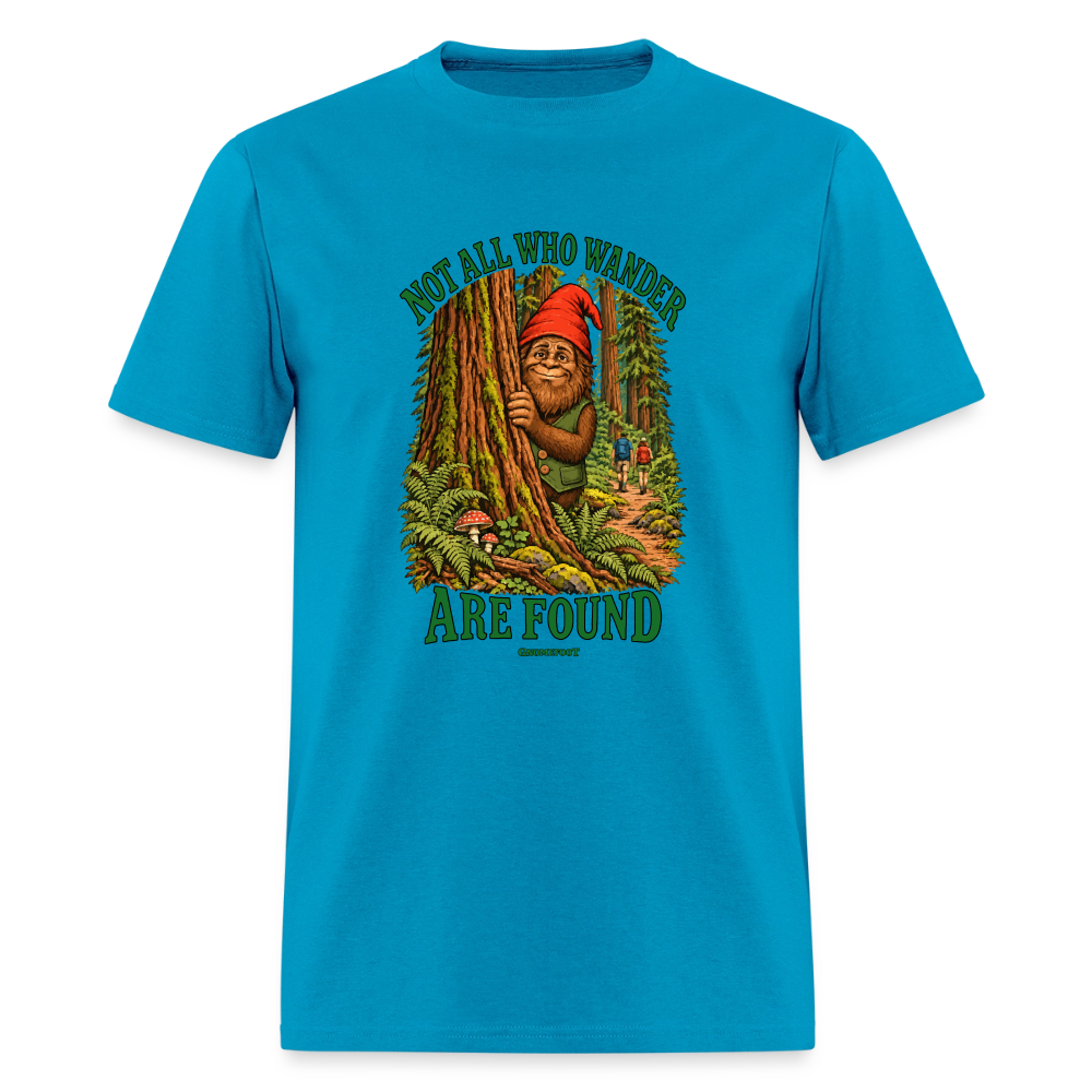 Not All Who Wander Are Found Gnomefoot Men's T-Shirt - turquoise