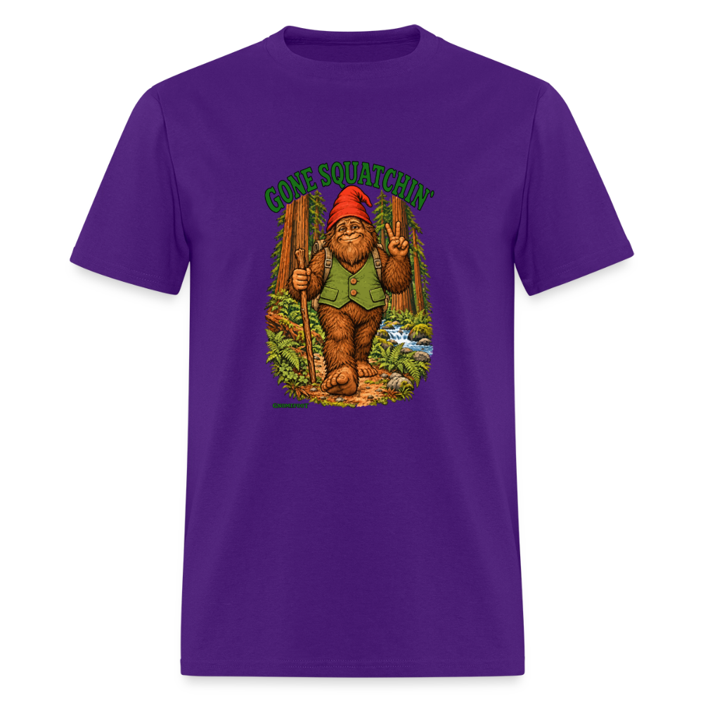 Gone Squatchin Gnomefoot Men's T-Shirt - purple