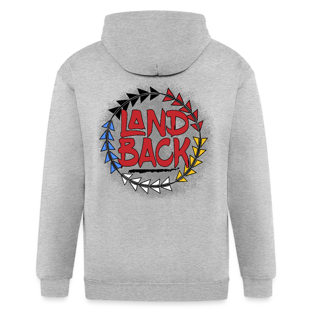 Land Back Zip Hoodie - heather gray