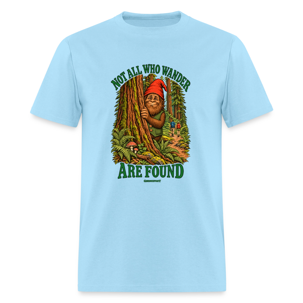 Not All Who Wander Are Found Gnomefoot Men's T-Shirt - powder blue