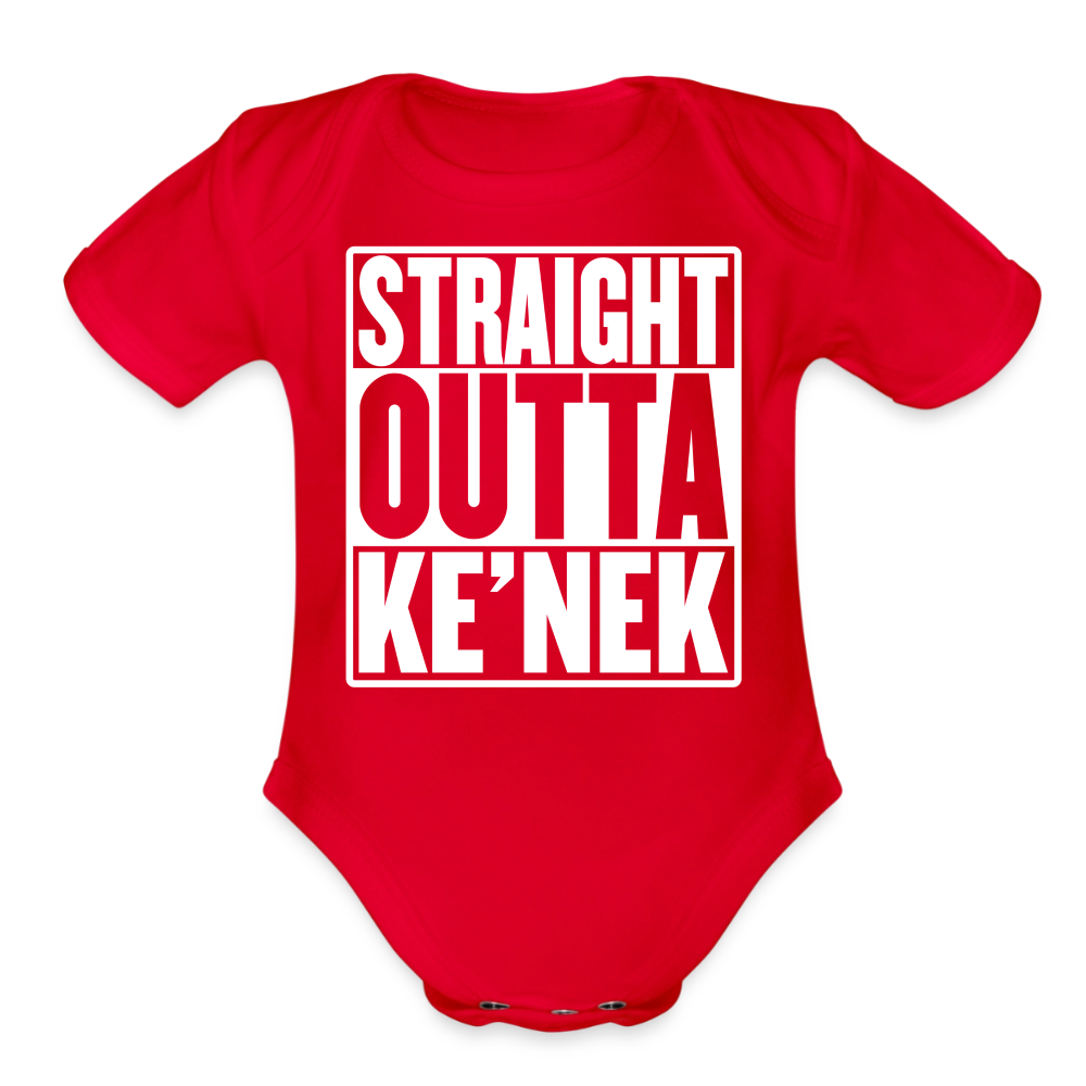 Straight Outta Ke’nek Organic Short Sleeve Baby Bodysuit - red