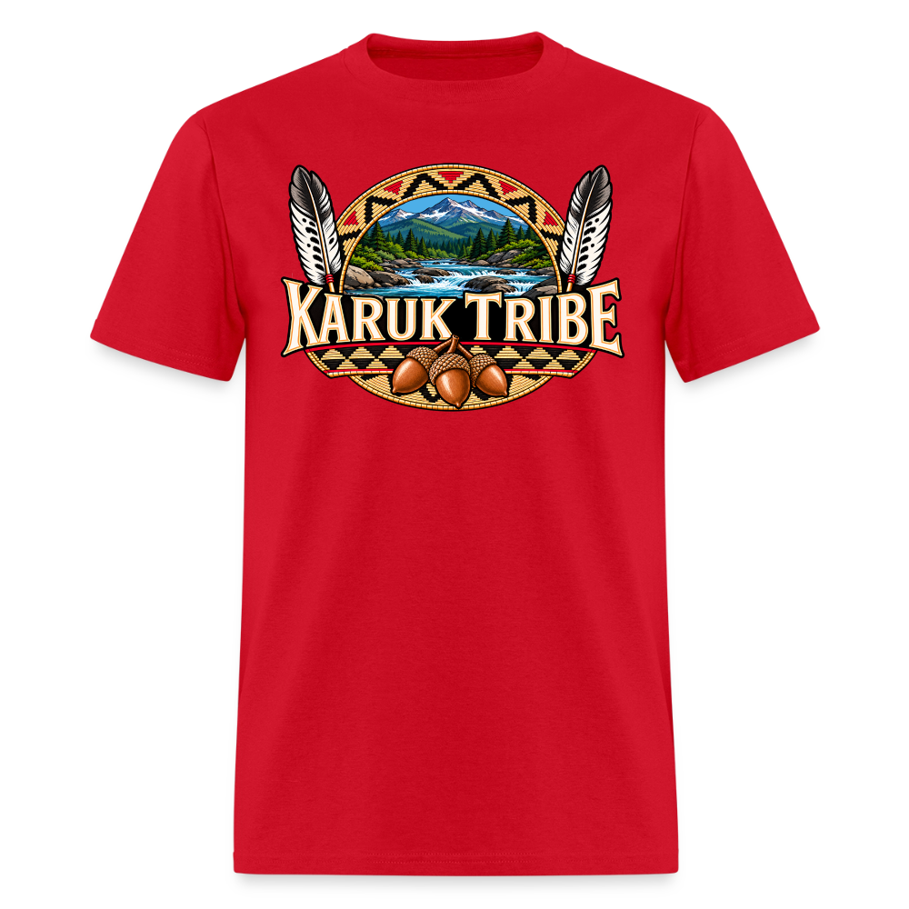 Karuk Tribe Acorn Design Men's T-Shirt - red