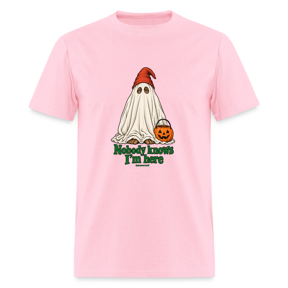 Nobody Knows I’m Here Ghost Gnomefoot Men's T-Shirt - pink