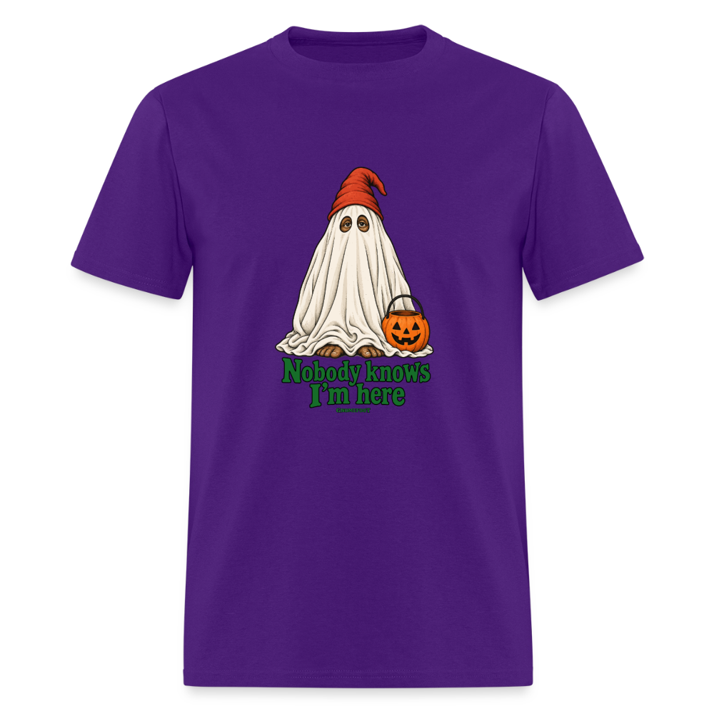 Nobody Knows I’m Here Ghost Gnomefoot Men's T-Shirt - purple