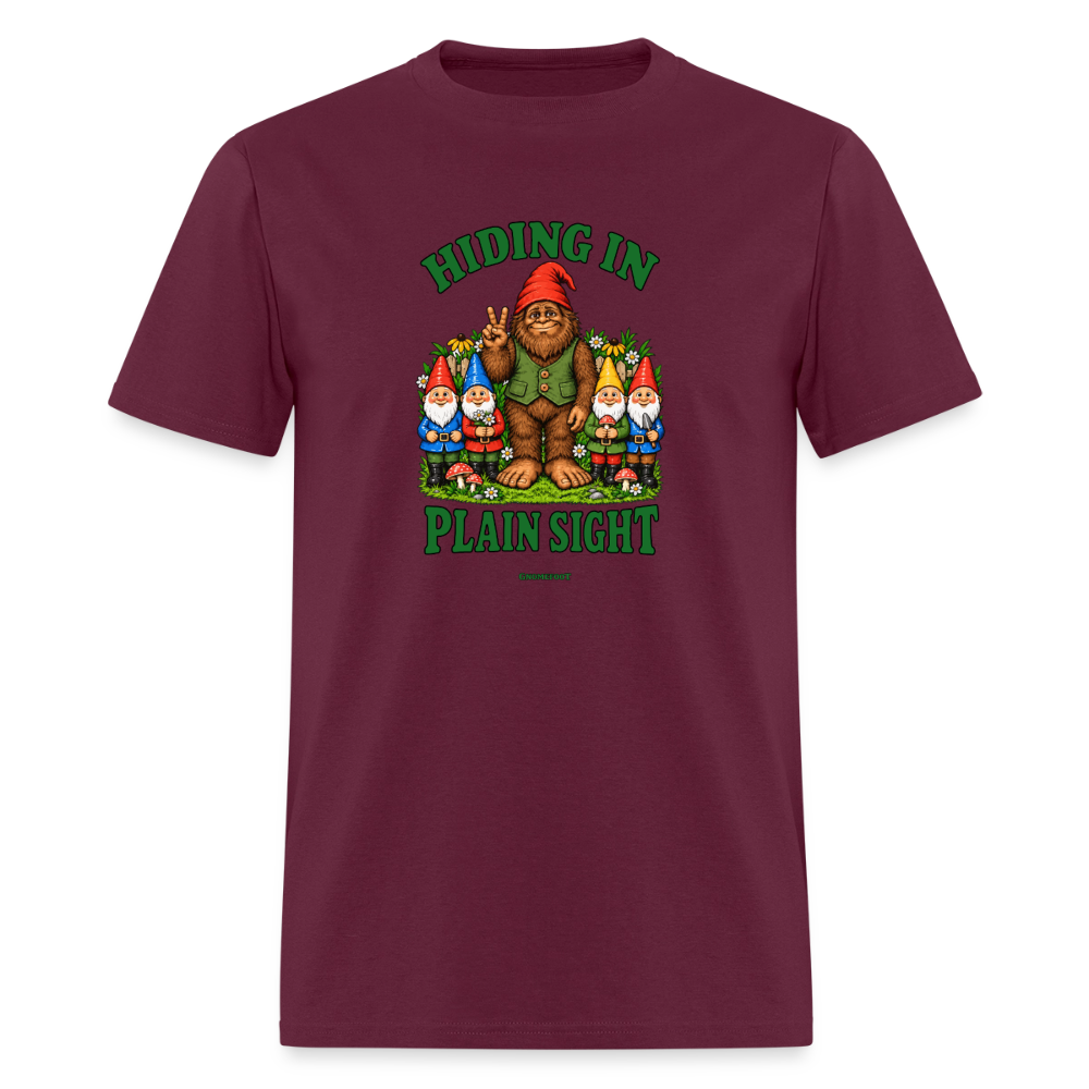 Hiding In Plain Sight Gnomefoot Men's T-Shirt - burgundy