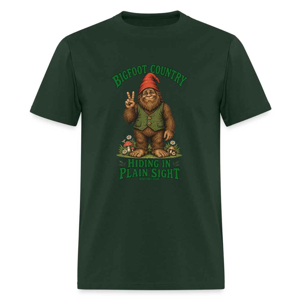 Bigfoot Country Hiding in Plain Sight Gnomefoot Men's T-Shirt - forest green