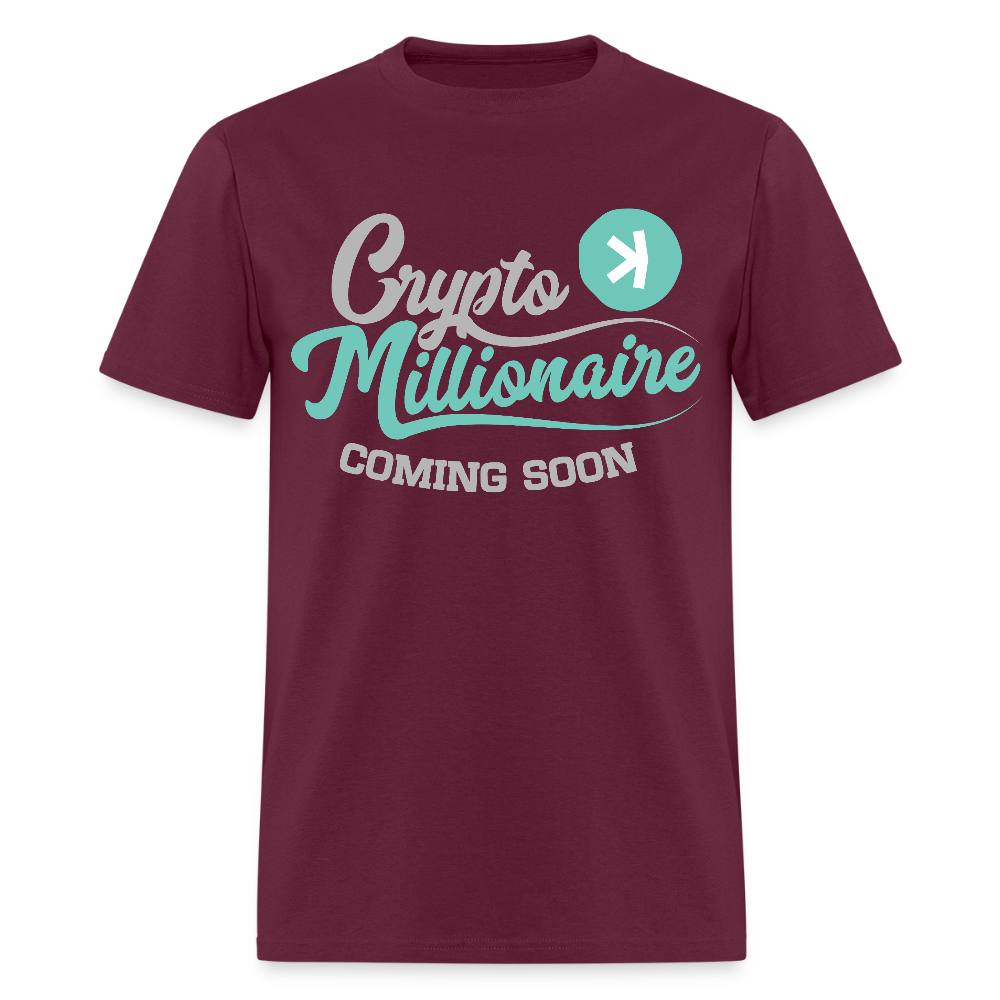 Crypto Millionaire Coming Soon Kaspa Logo - burgundy