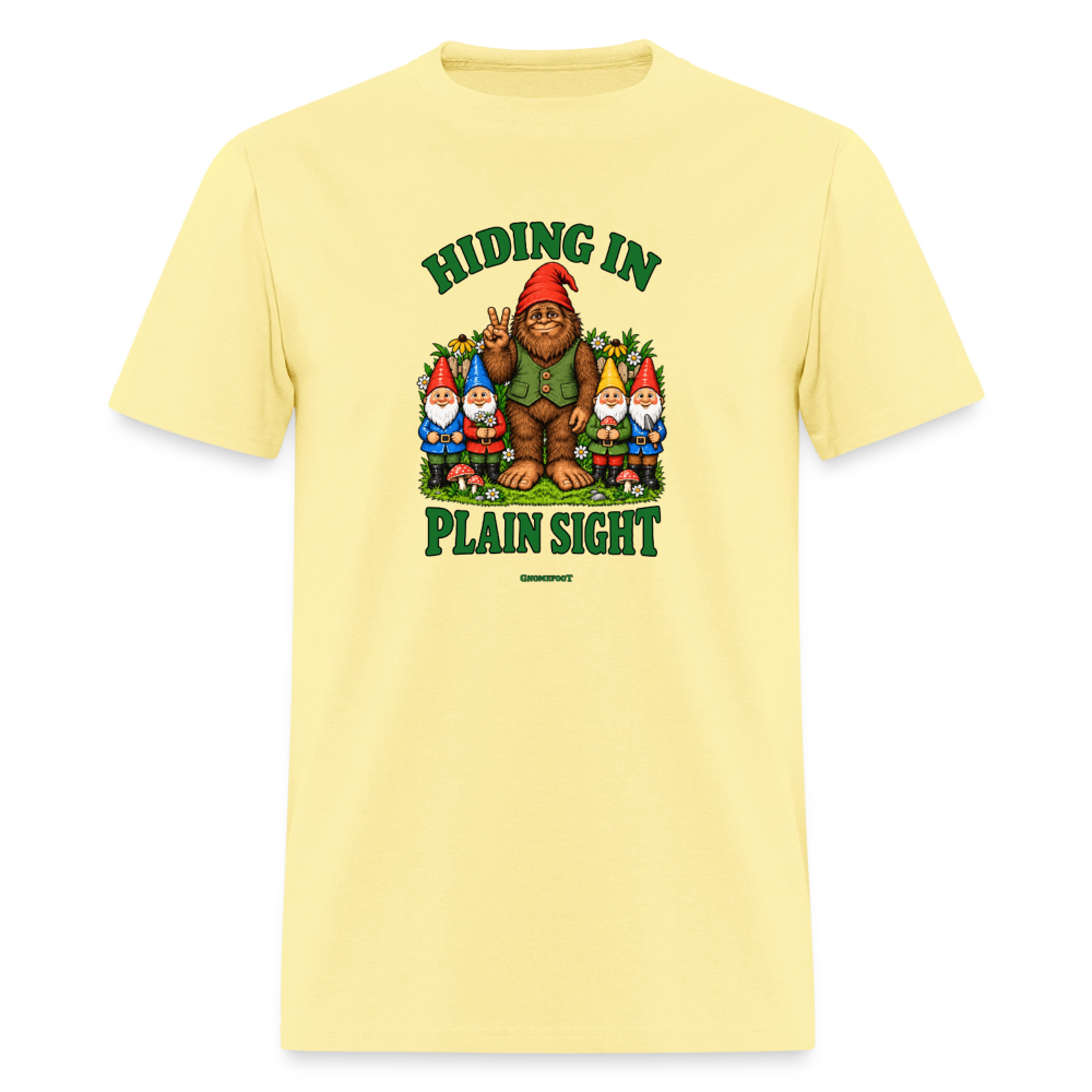 Hiding In Plain Sight Gnomefoot Men's T-Shirt - cornsilk