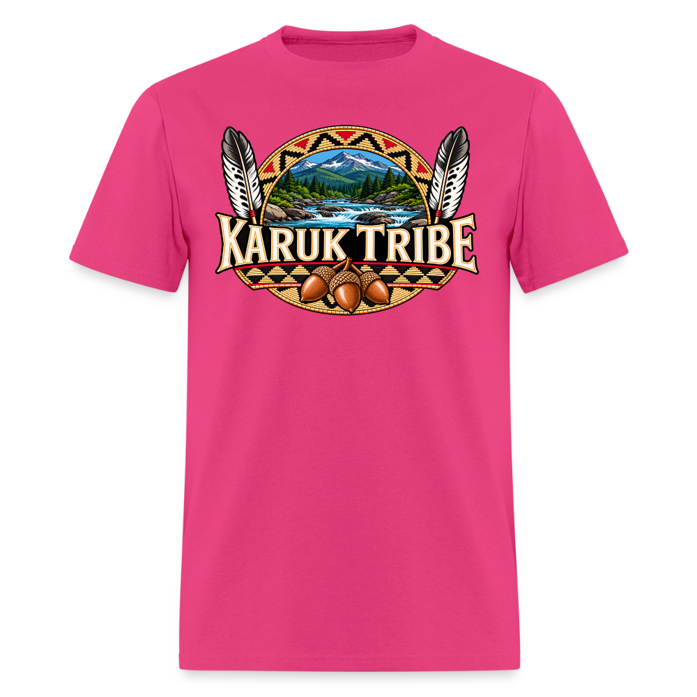 Karuk Tribe Acorn Design Men's T-Shirt - fuchsia