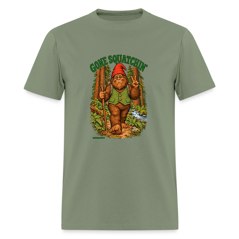 Gone Squatchin Gnomefoot Men's T-Shirt - military green