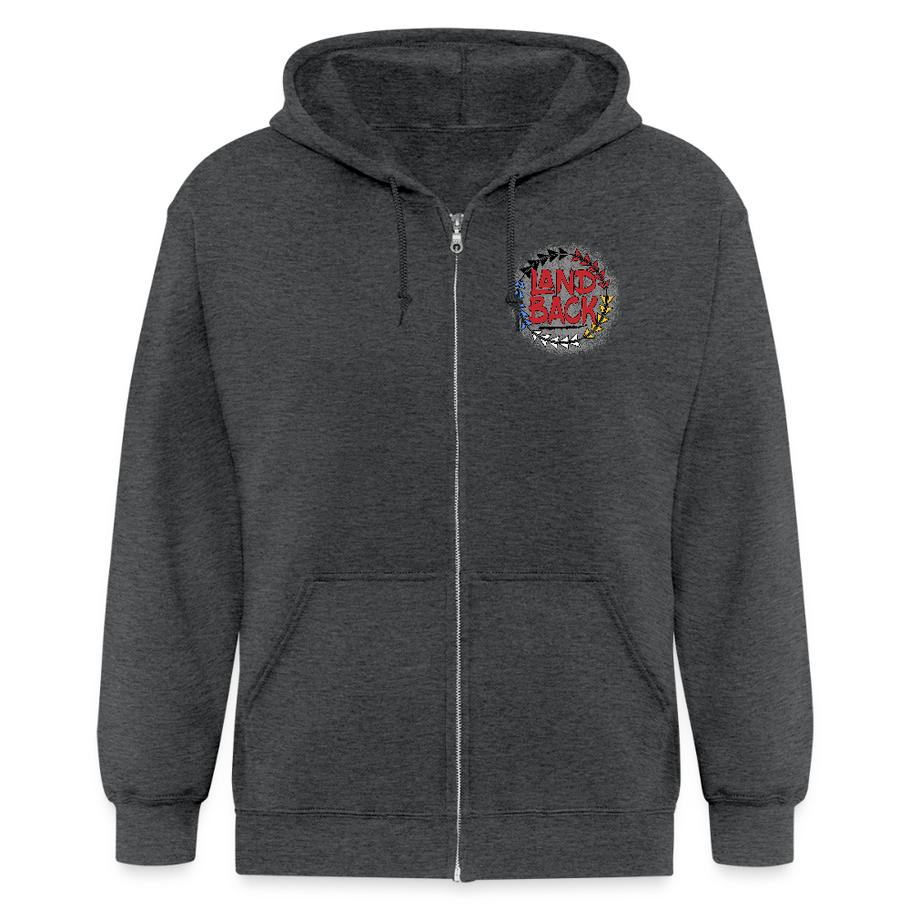 Land Back Zip Hoodie - deep heather