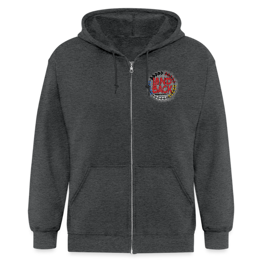 Land Back Zip Hoodie - deep heather