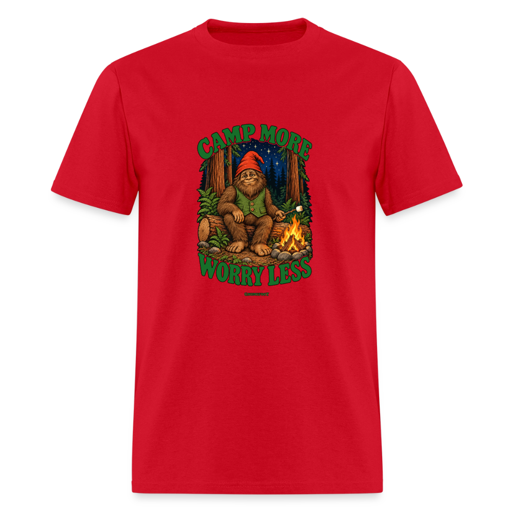 Camp More Worry Less Gnomefoot Men's T-Shirt - red