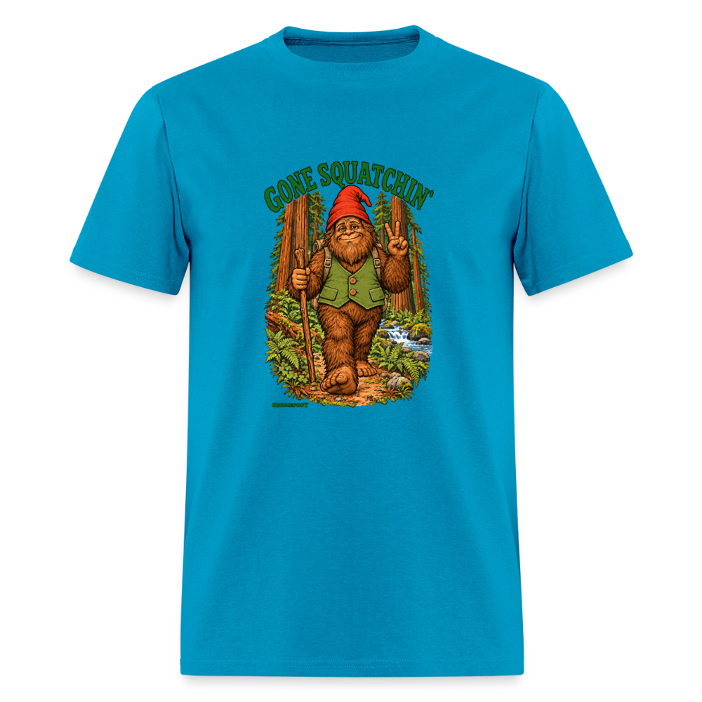Gone Squatchin Gnomefoot Men's T-Shirt - turquoise