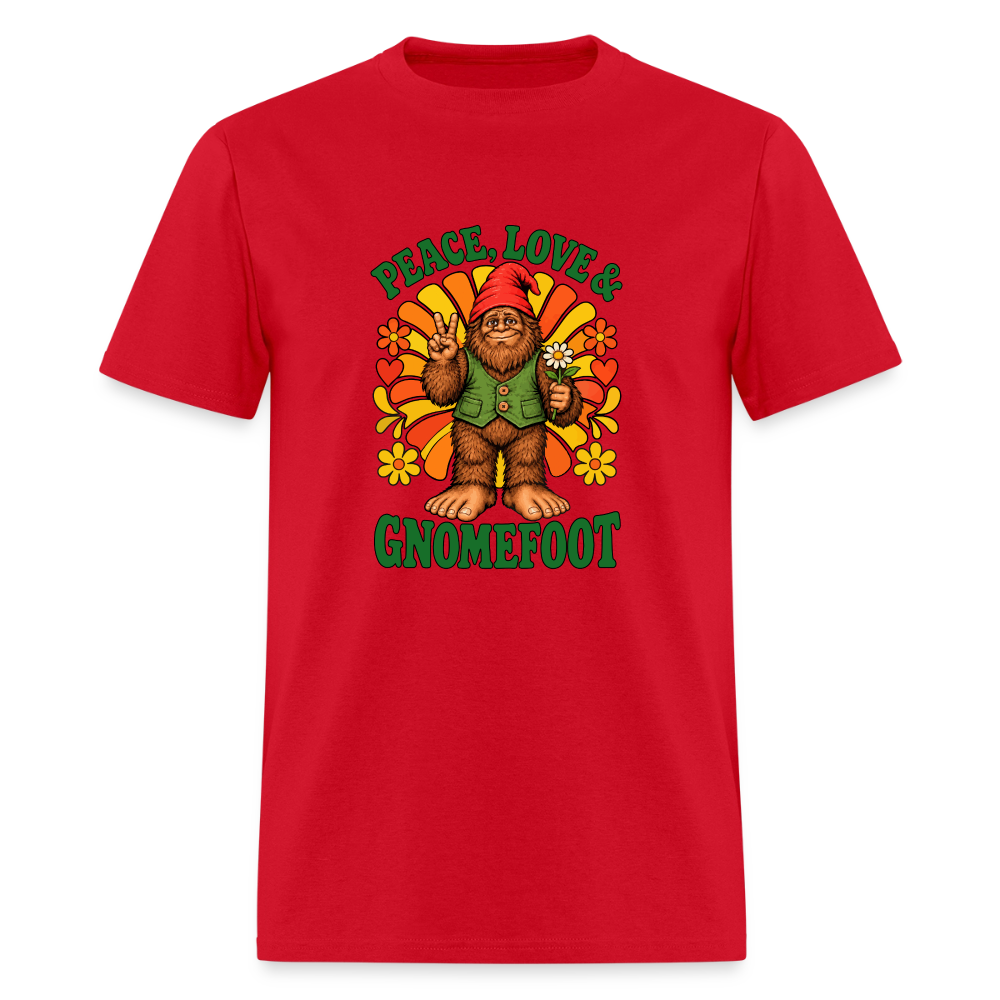 Peace Love and Gnomefoot Men's T-Shirt - red