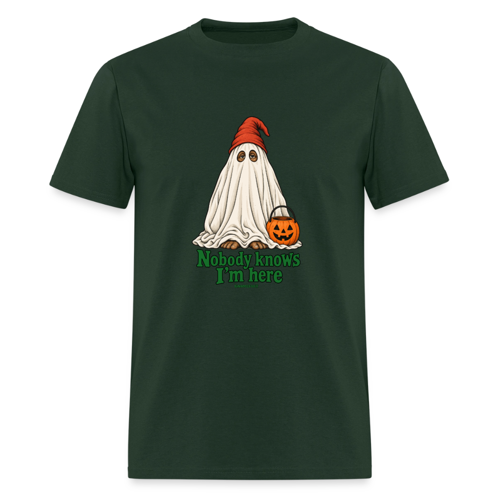 Nobody Knows I’m Here Ghost Gnomefoot Men's T-Shirt - forest green