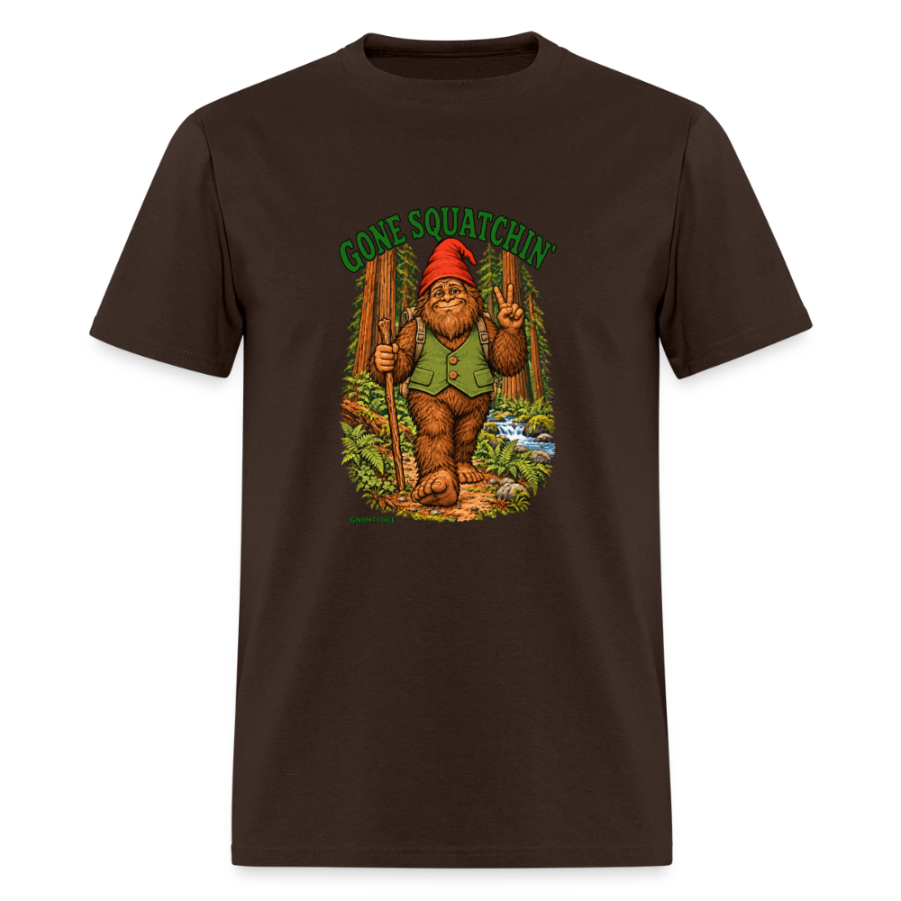 Gone Squatchin Gnomefoot Men's T-Shirt - brown